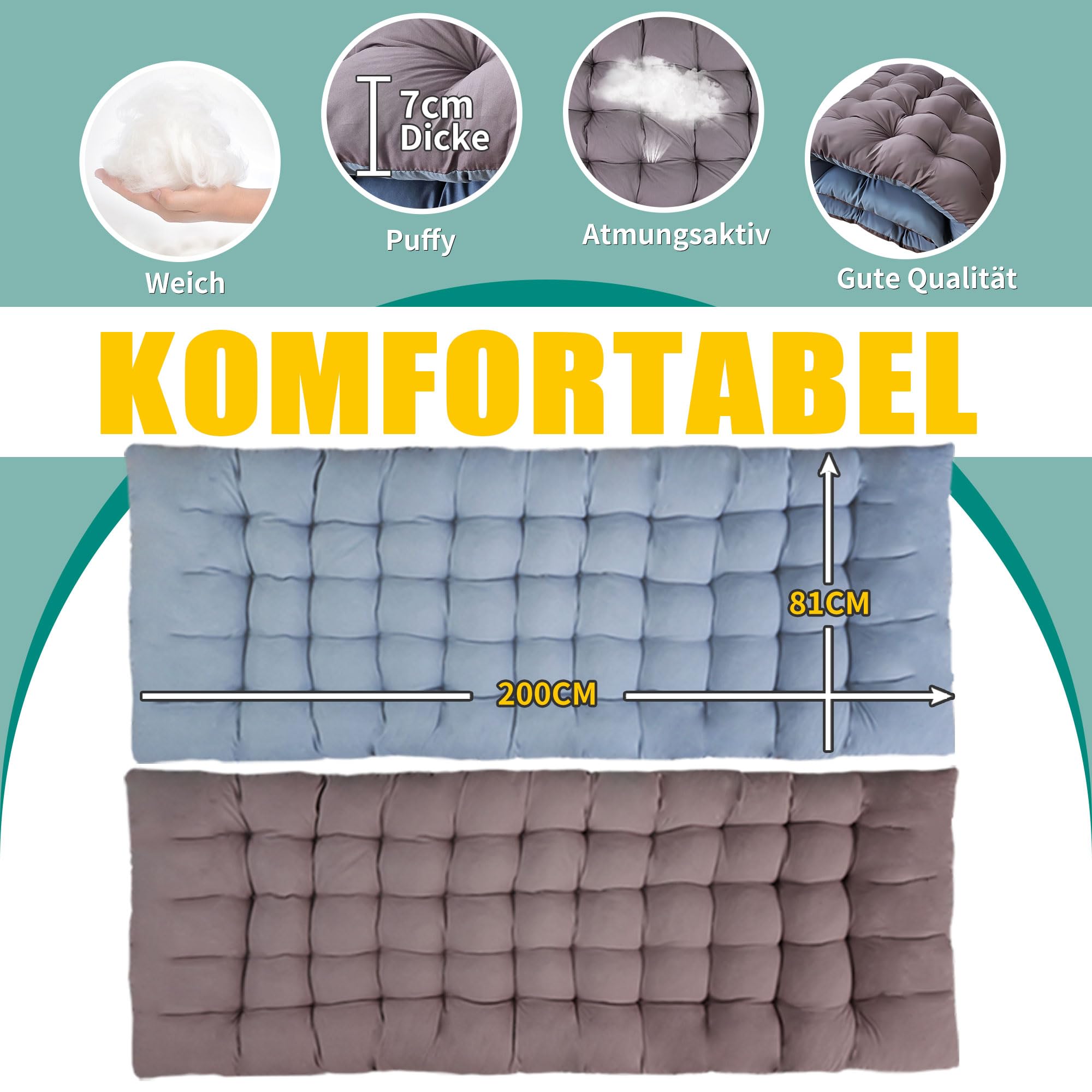 Feldbett Klappbar XXL, Extra Breit 81cm, mit Matratze, für Erwachsene, Campingbett Tragfähigkeit 400KG Gästebett Klappbett, mit Seitentasche, tragbares Campingliege, Outdoor, Reisen, Garten, Indoor