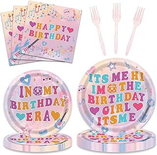 96-Piece Its Me Hi Im The Birthday Girl Tableware Set - Birthday Party Supplies for 24 Guests