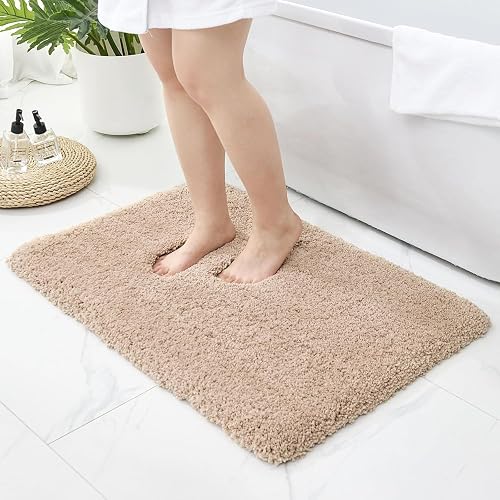 Microfiber Bathroom Rugs 32x20 Absorbent Soft Non Slip, Beige
