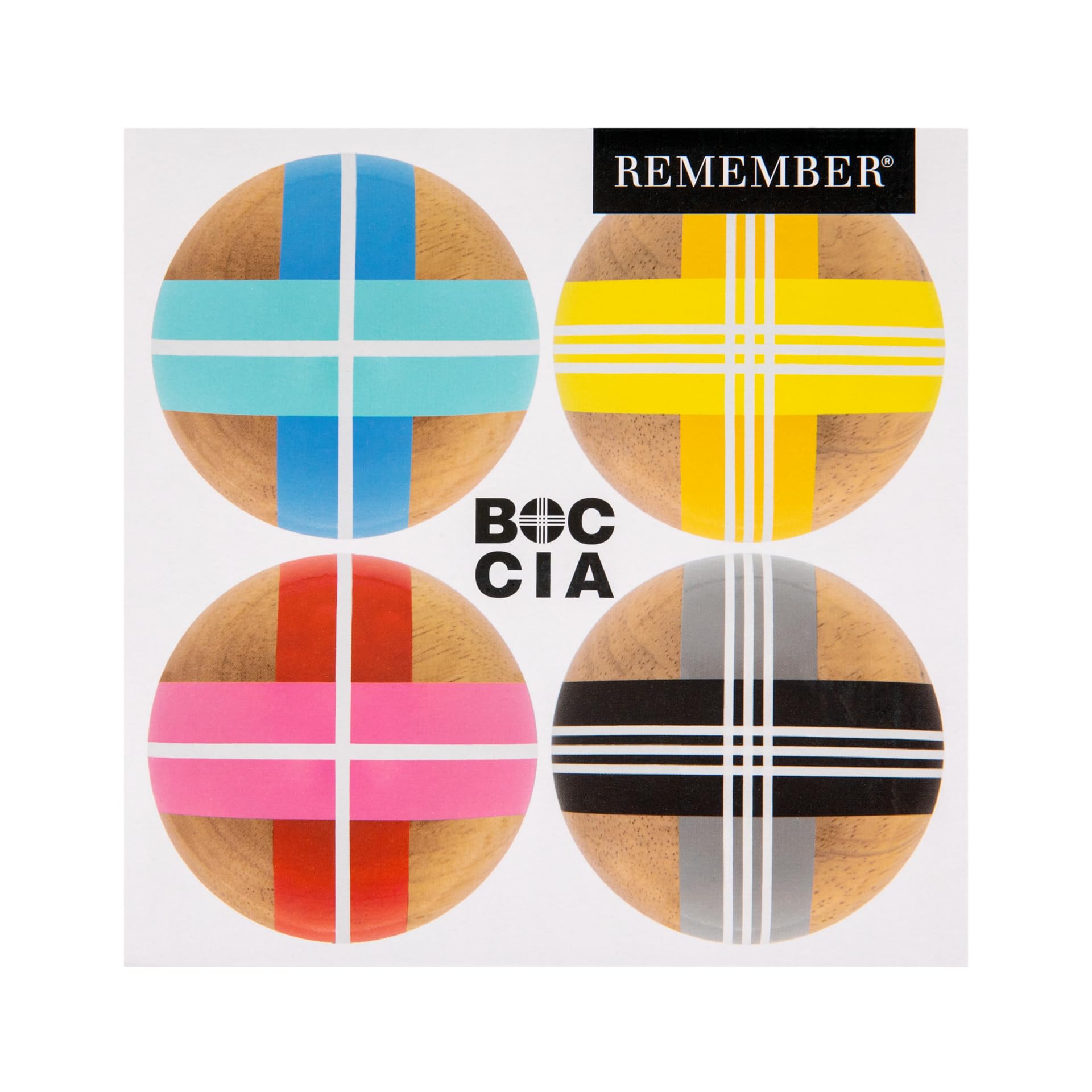 Remember | Boccia Outdoor - Juego de jardín para grandes y pequeños | Bolas de madera de colores