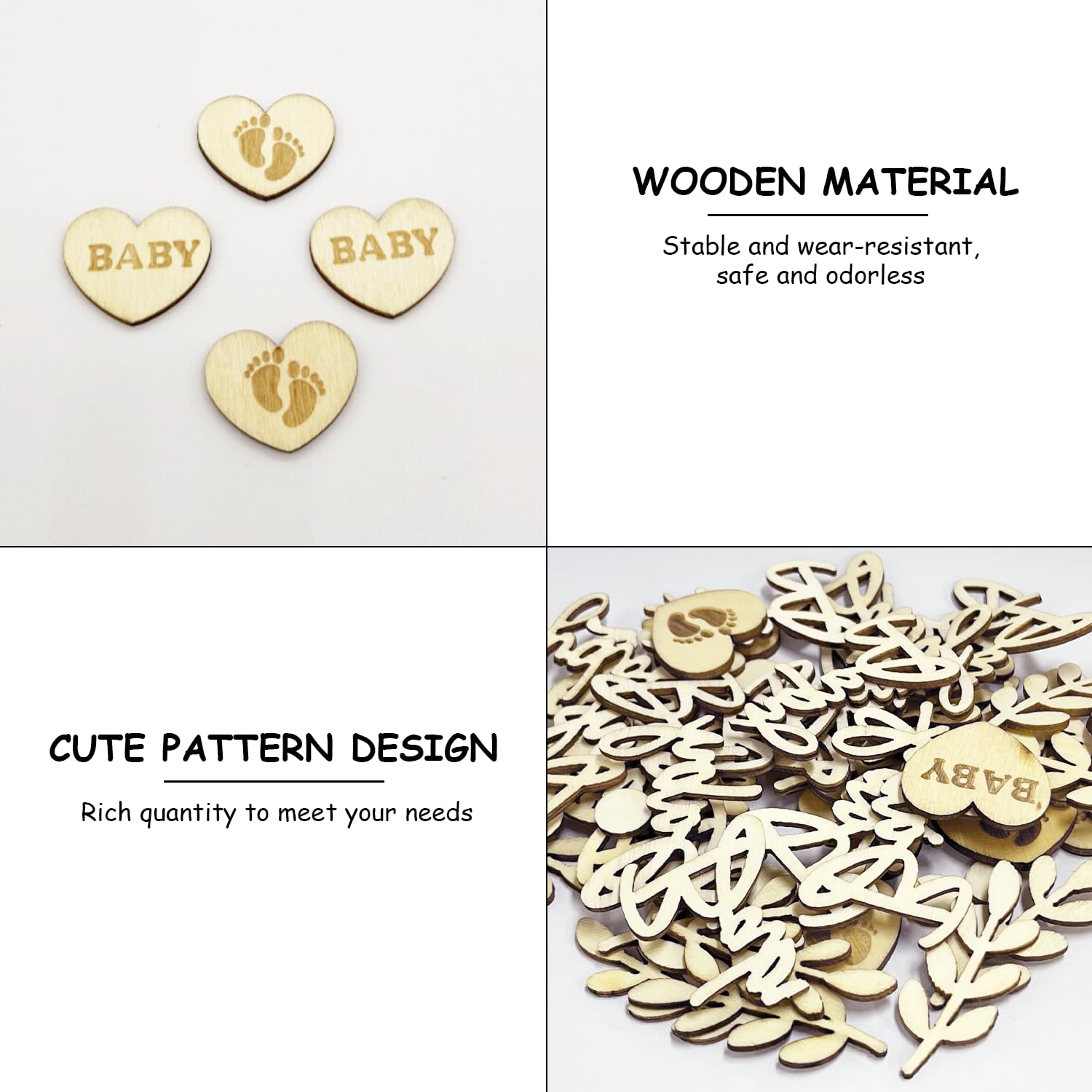 Lot de 70 Décorations pour Fête Prénatale et Baptême - Restes de Bois pour Alphabet et Révélation de Sexe