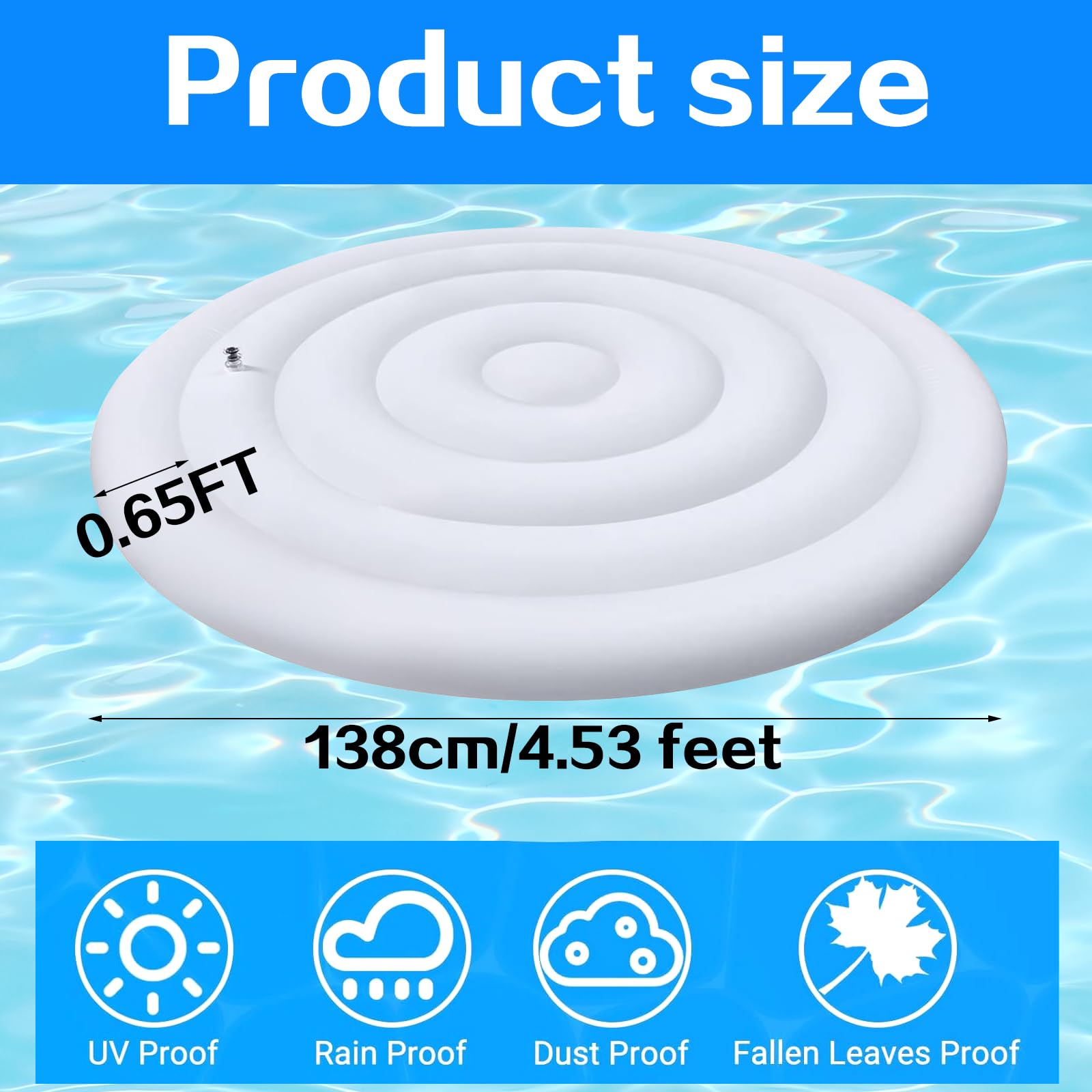 Whirlpools Gehäuse, aufblasbare Whirlpools Abdeckung runden Whirlpools-Gehäuse mit Inflations- und Deflationsventil Winddicht regendichtem schneebedeckter isolierter für 4-6 Personen (Weiß 138 cm)