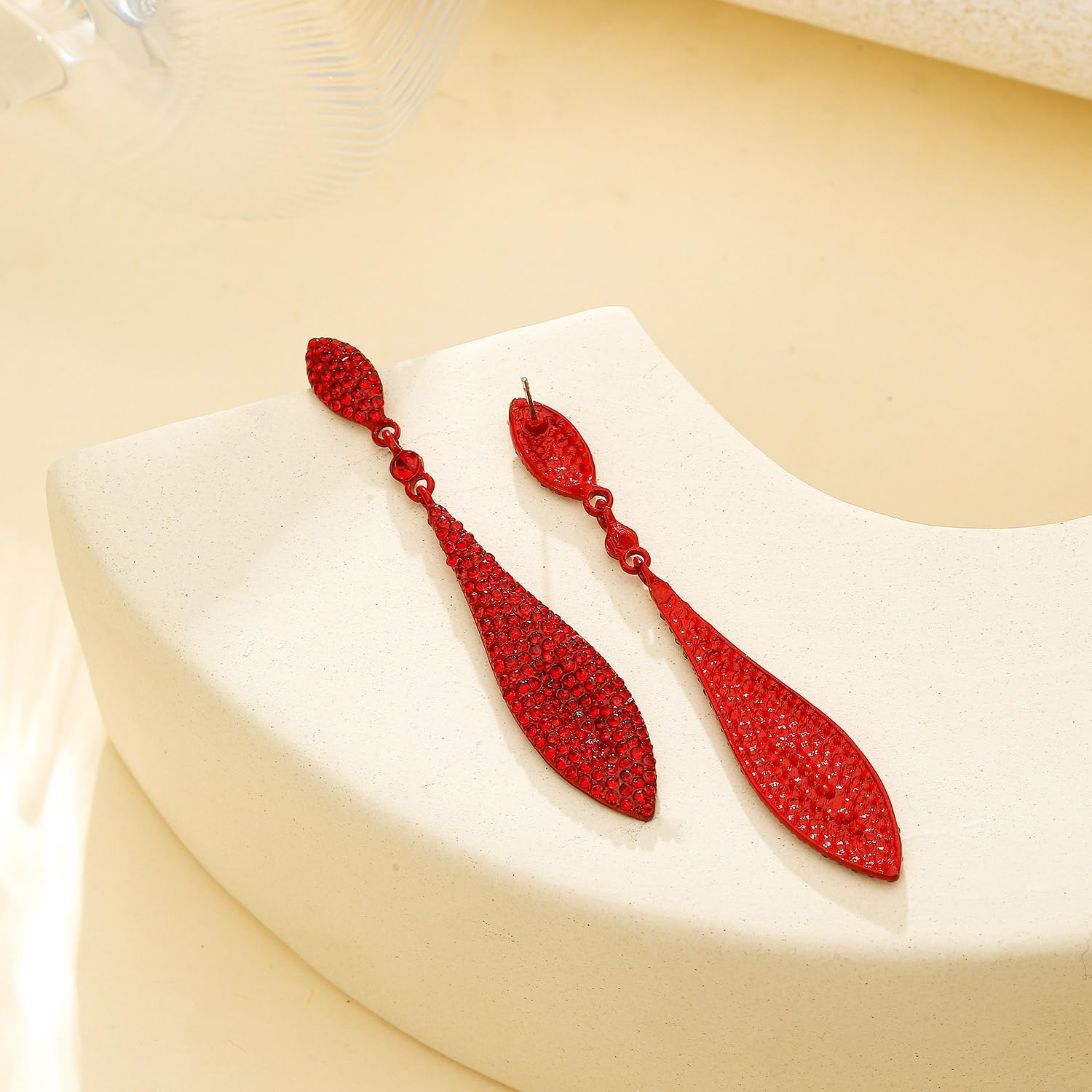 Rhinestone Statement Earrings Double Waterdrop Earrings Cluster Crystal Drop Dangle Earrings Prom Party Wedding Earrings for Women - Image 6