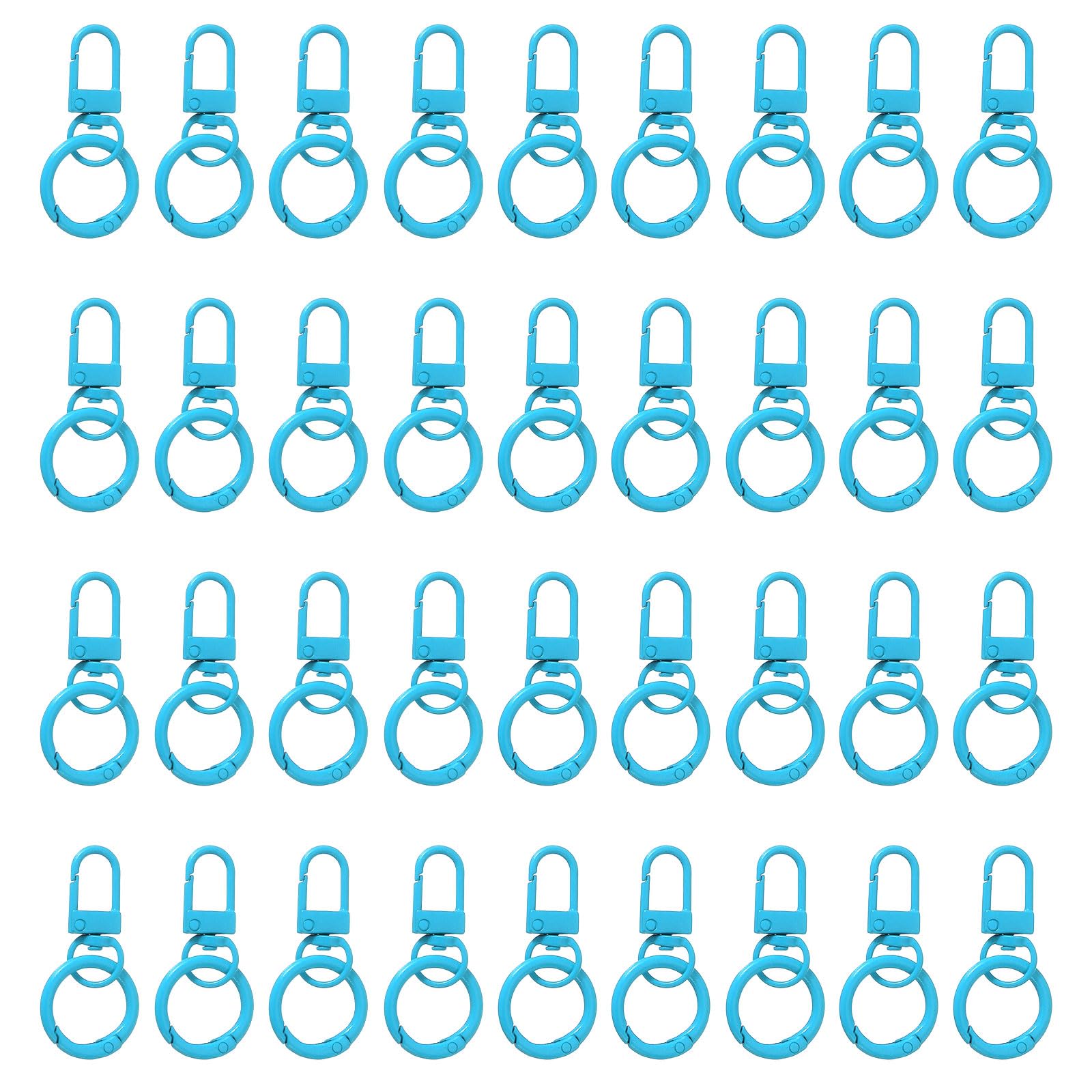 PATIKIL 36 Pcs Lobster Claw Clasp, Colorful Metal Keychain Clasp Swivel Hooks with Spring Key Rings Trigger Clips for Bag Door Key Chains DIY Craft Jewelry Making, Blue