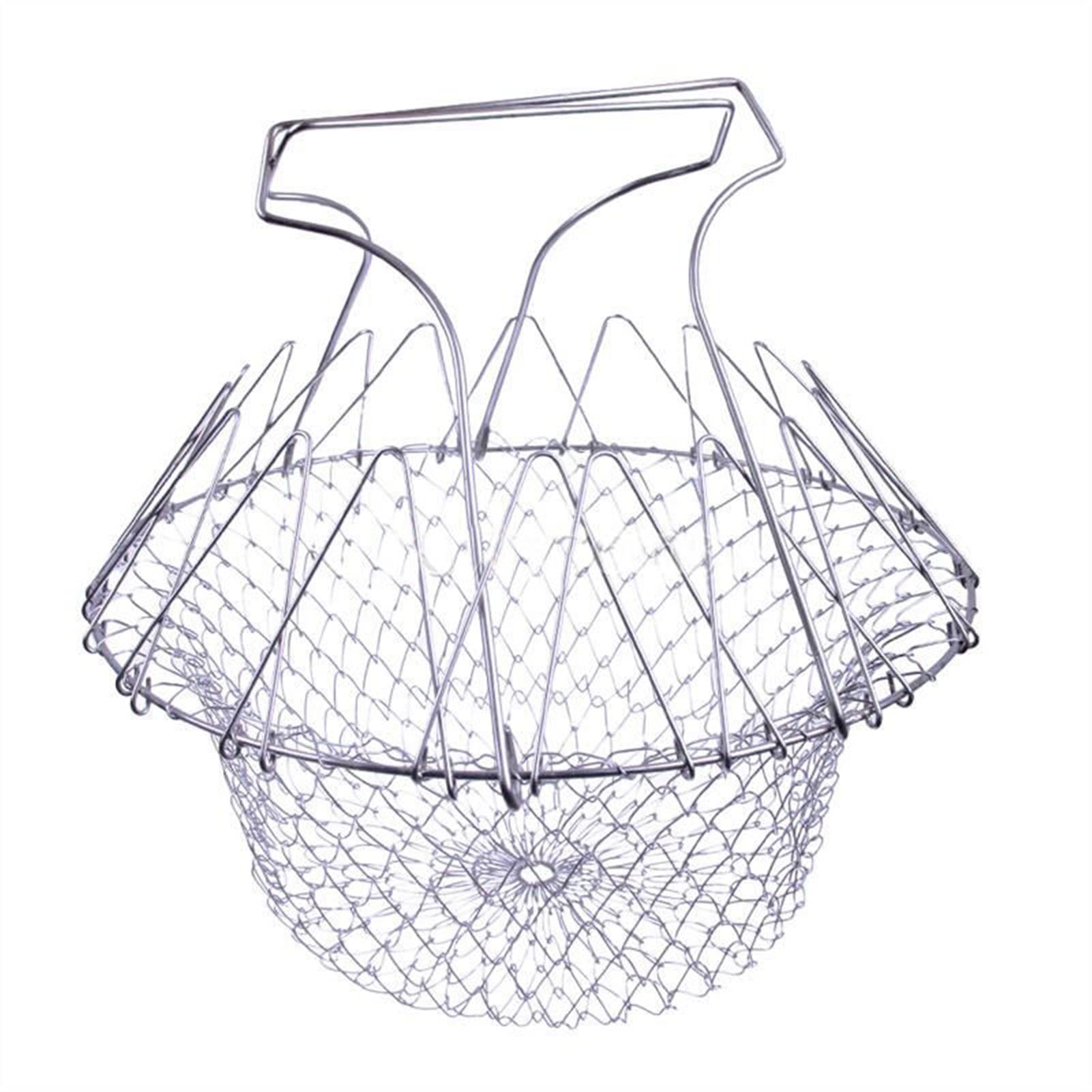Tamiz para harina, 1 colador de harina acero inoxidable plegable for freír, vapor, cesta malla francesa