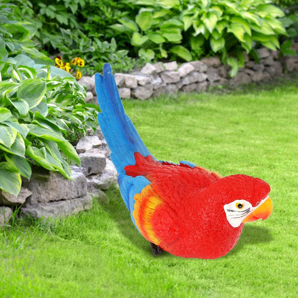 Statue De Perroquet Décoratif Jardin - 40x27 Cm, Couleur Rouge, Décoration Extérieure Réaliste En Mousse - 5