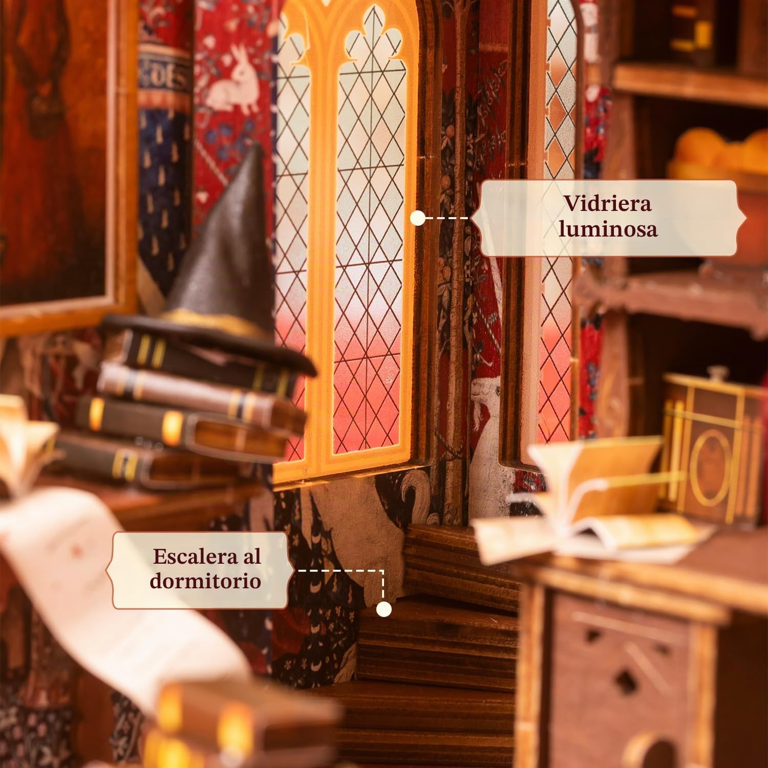 PUREMIND Harry Potter Sala Común Gryffindor, Puzzle 3D Madera, Modelo móvil