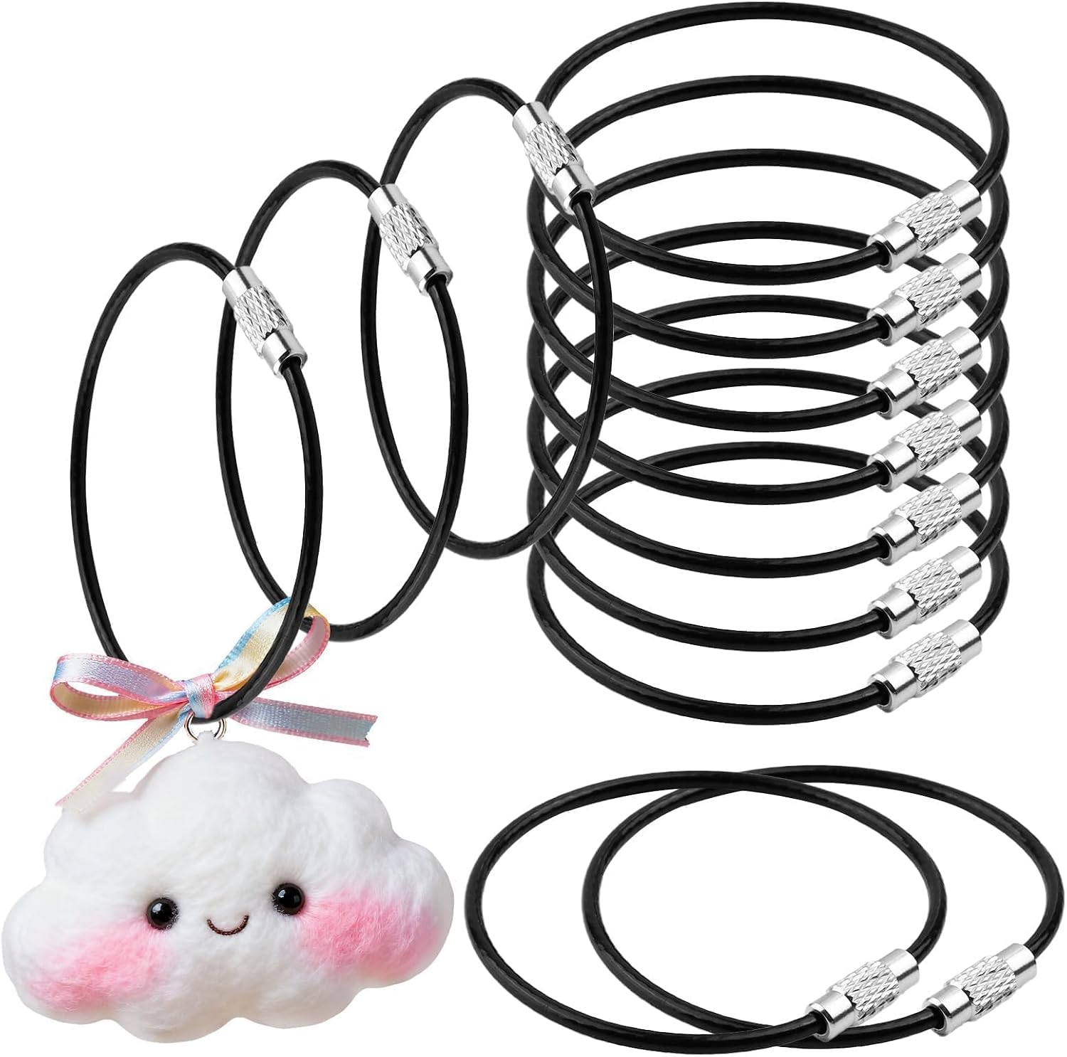 Amazon.com: 12-Pack Heavy Duty Stainless Steel Cable Keychains - 2.0mm ...