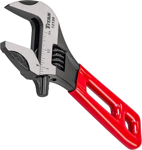 Titan 12138 5-1/2" Stubby Adjustable Wrench, 1-3/16" Extra Wide Jaw | Drop Forged & Heat Treated Steel & Black Phosphate Finish