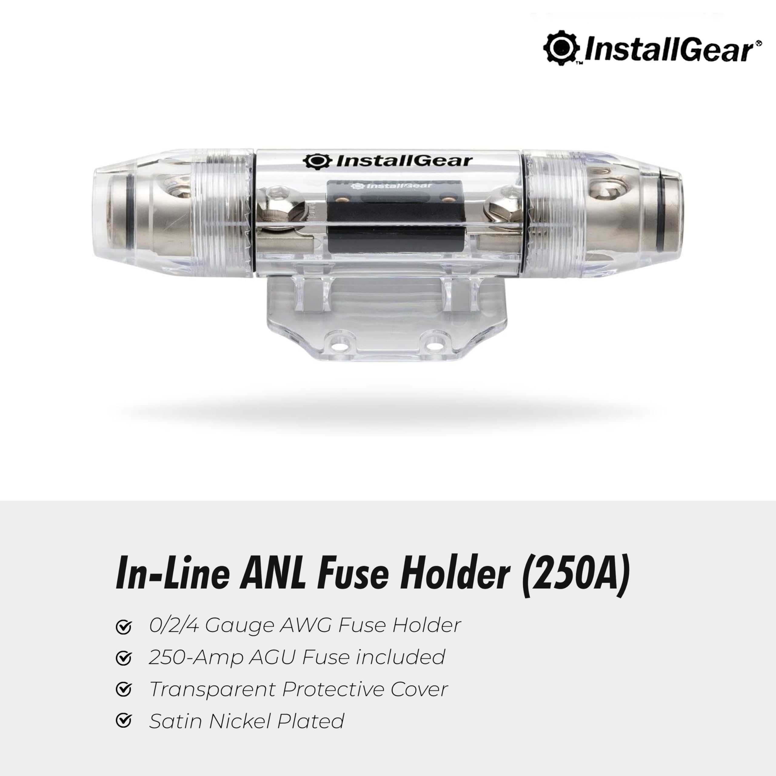 In-Line ANL Fuse Holder With 60A Fuse – 0/2/4 AWG, Gold-Plated – Universal For Cars, Trucks, Marine – Direct Wire Connection