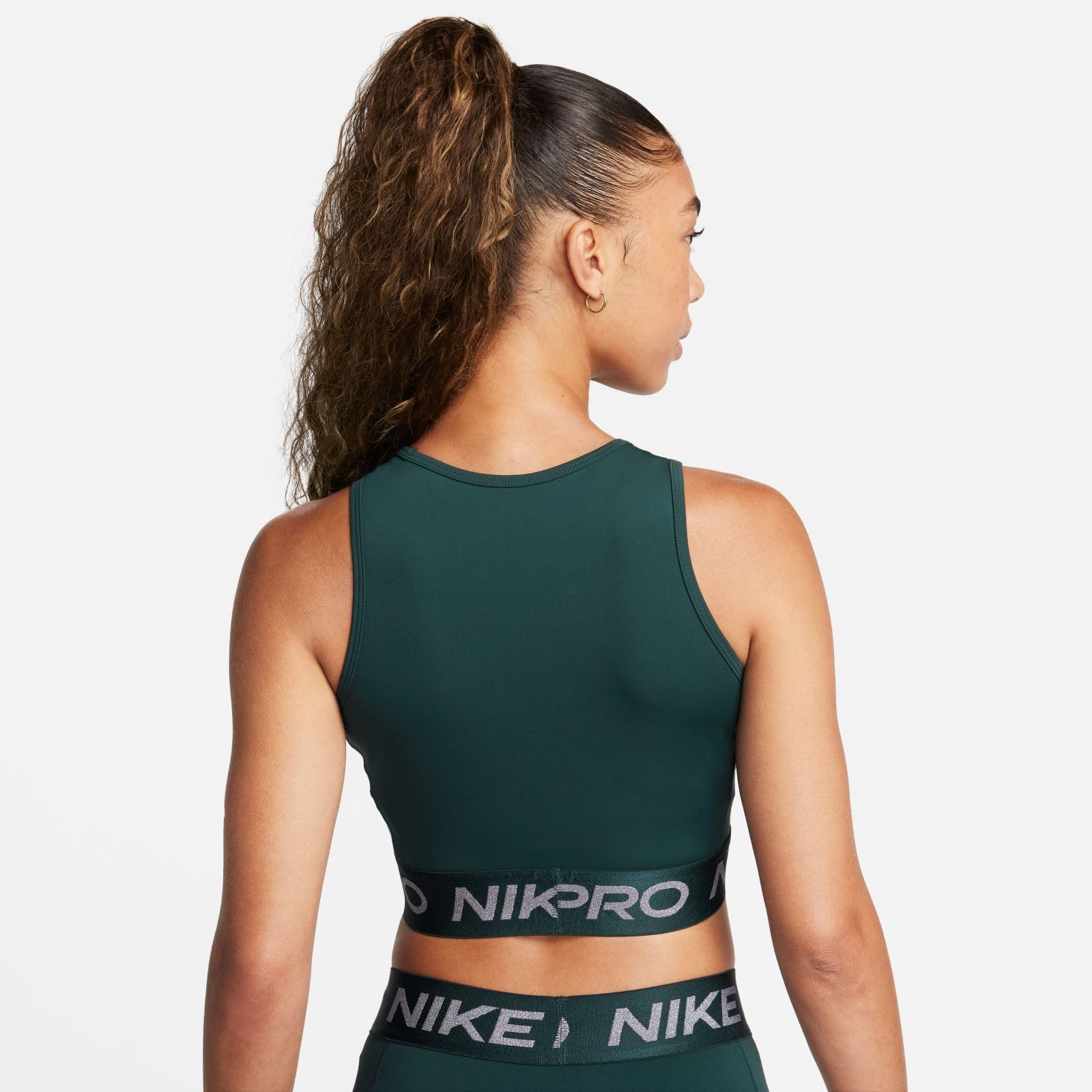 NIKE W NP DF Crop Tank Shine Camiseta de Tirantes Corta Mujer
