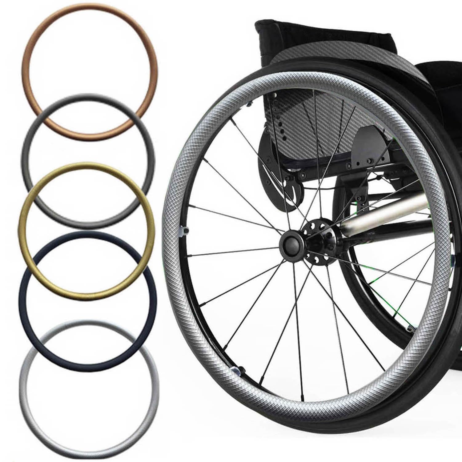 Fundas para ruedas de silla de ruedas, funda de silicona para empujar la mano, fundas para llantas de silla de ruedas de 24 pulgadas/22 pulgadas, antideslizantes, resistentes al desgaste, para mejorar