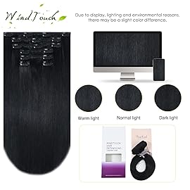 WindTouch Clip in Hair Extensions Real Human Hair 1 Jet Black Hair Extensions 15Inch 7pcs 75g Straight Remy Human Hair Clip in Extensions Soft Natural Clip Ins Real Human Hair Black Women