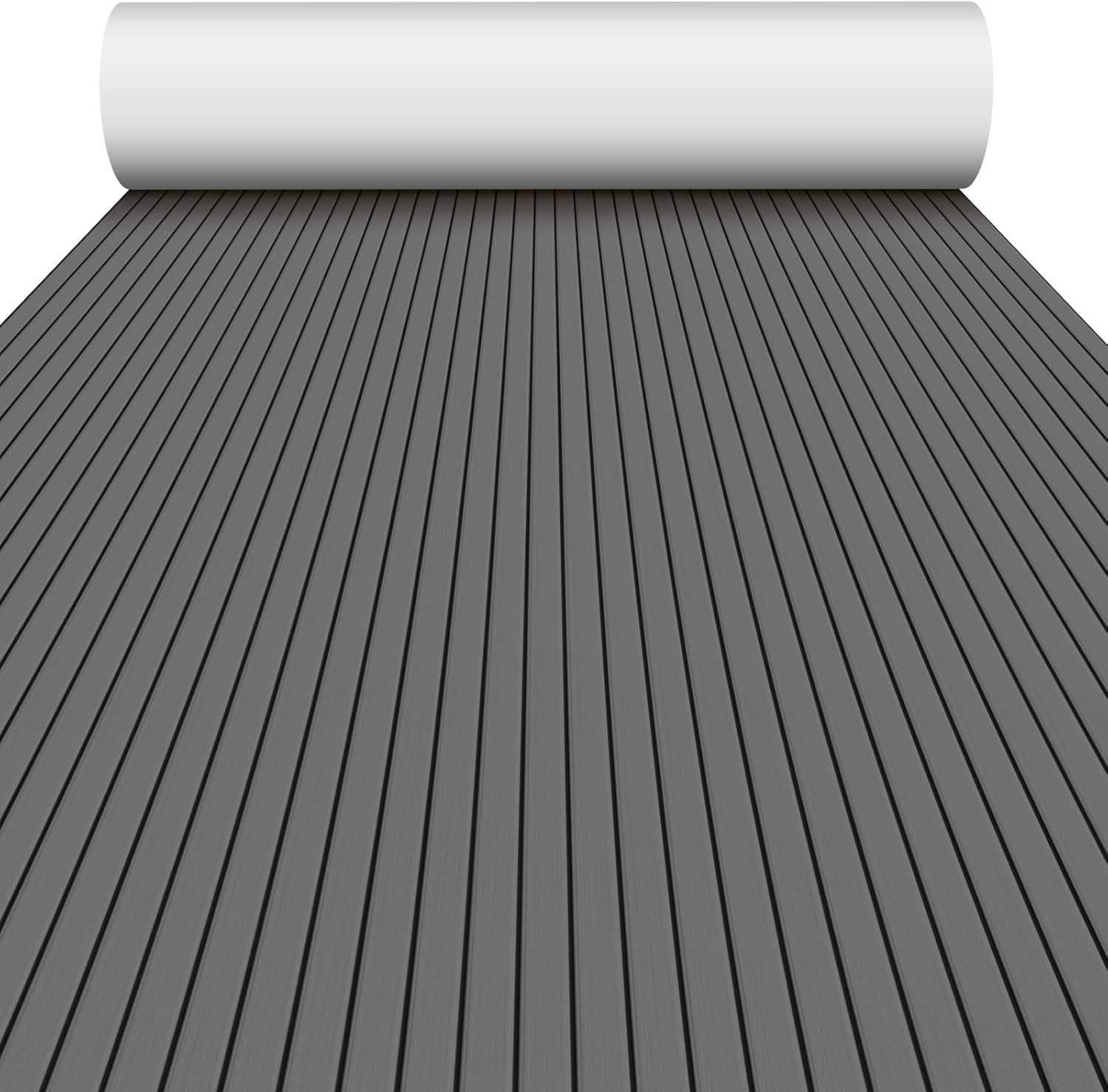 Boat Flooring EVA Foam Boat Decking 94" x70''/56''/45"/35" Non-Slip Boat Mat Self-Adhesive Foam Boat Deck Flooring Faux Teak Marine Mat for Pontoon Swim Platform Kayak Deck Yacht Jon Boat 94.5''x35.4''-23.33sqft Dark Gray With Black Seam