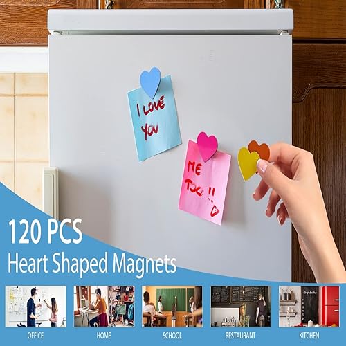Miniatura 2 de NUOBESTY 120 imanes de nevera en forma de corazón decorativos para nevera para oficina, casillero, pizarra, regalos de fiesta, 1.2 in