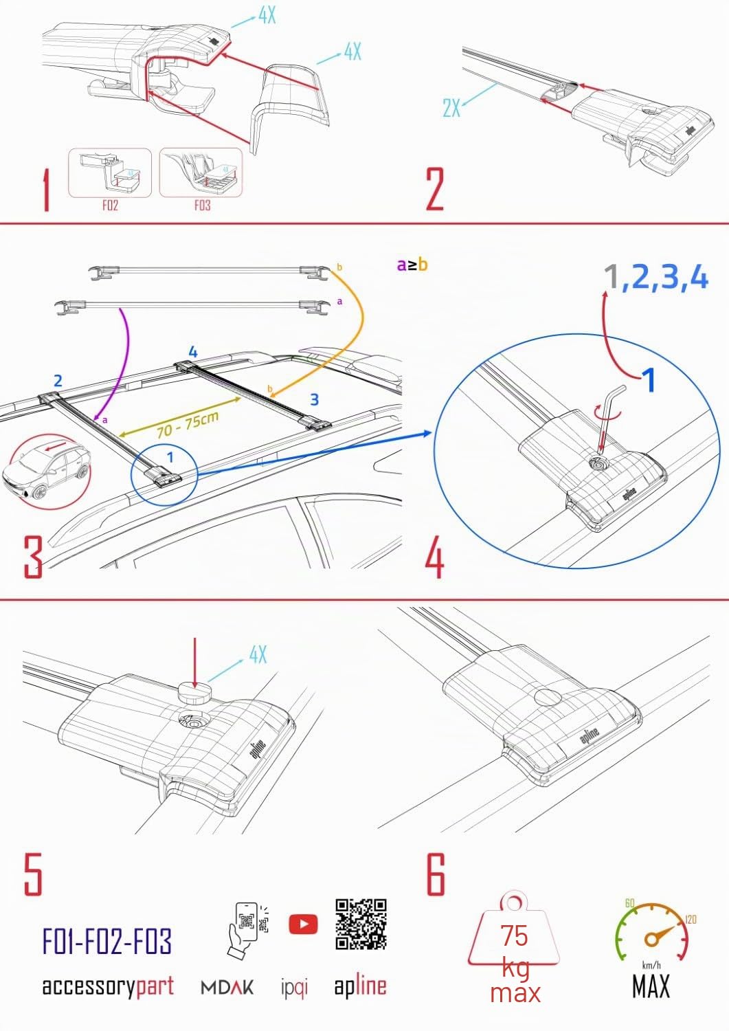 Compatibile con Renault Trafic 3 (X82) 2015-2025 FLY Model Barre Tetto Portapacchi Auto Barre Portatutto Nero Alluminio 2 Barre