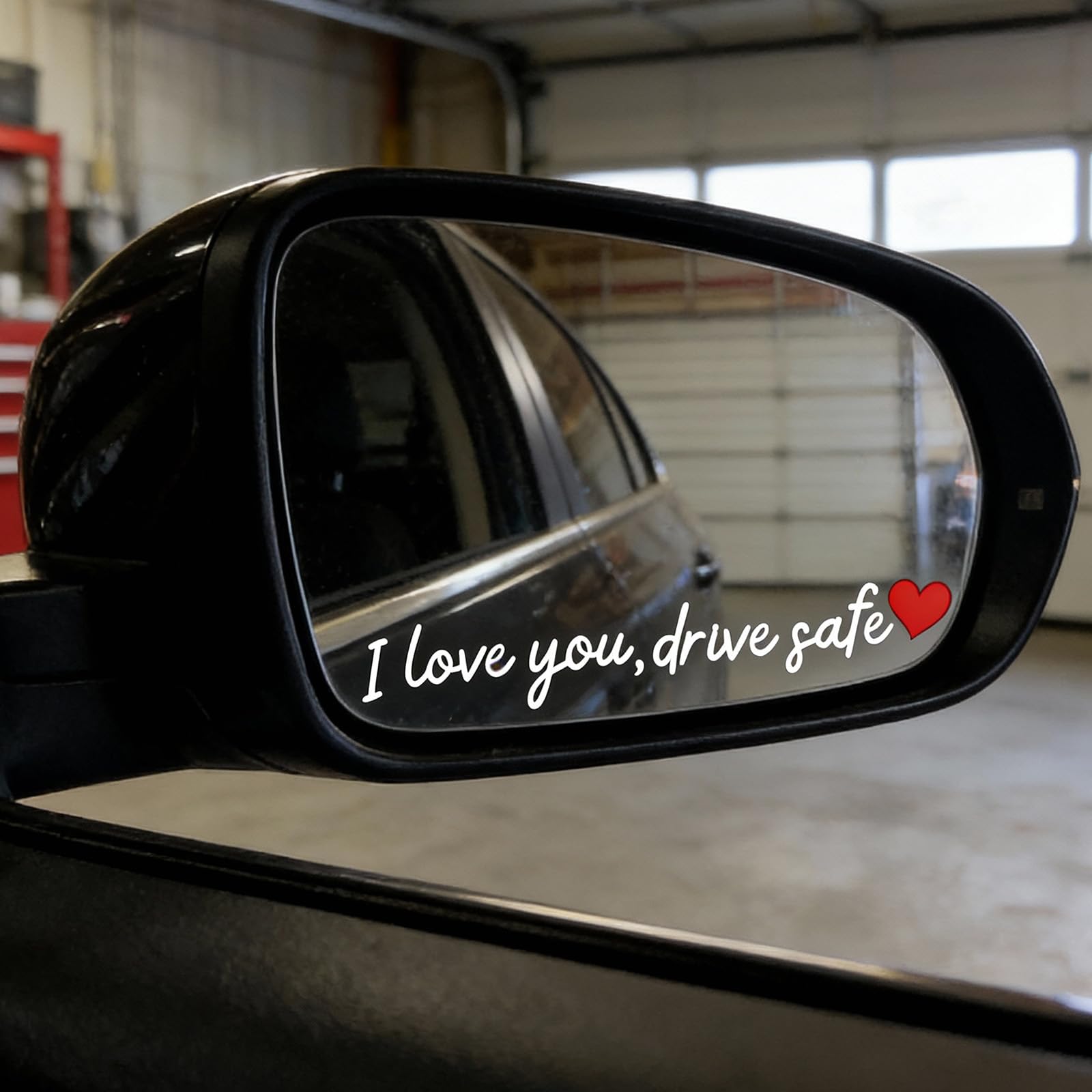 3 PCS I Love You Drive Safe Mirror Stickers Rear View Mirror Sticker Heart Car Window Decals with Red Heart - Christmas Mother's Day Valentines Day Gifts for Family/Her/Him (White)