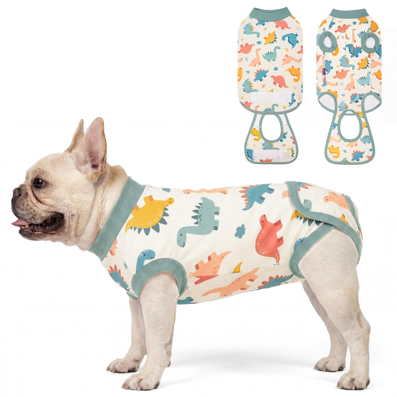 cyeollo Dog Surgery Recovery Suit, Spayed Neuter Body Suit for Female Male Dogs, Soft Small Onesie for Dogs After Surgery, E-Collar &amp; Cone Alternative, Anti-Licking Wound Surgical Suit, Dinosaur M