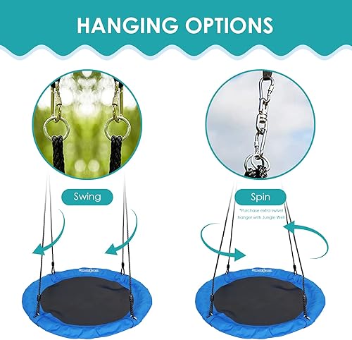 Miniatura 4 de Columpio de platillo  Asiento de columpio de árbol de 40 pulgadas con tela Oxford impermeable 900D para niños y adultos  Capacidad de peso de 700