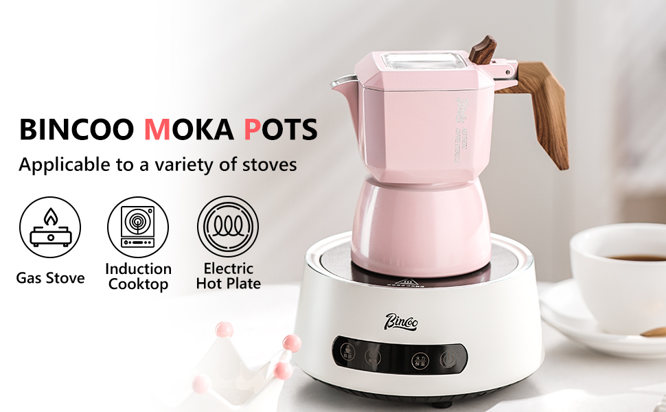 Amazon.com: Bincoo Pink Espresso Maker Stovetop, Moka Coffee Pot