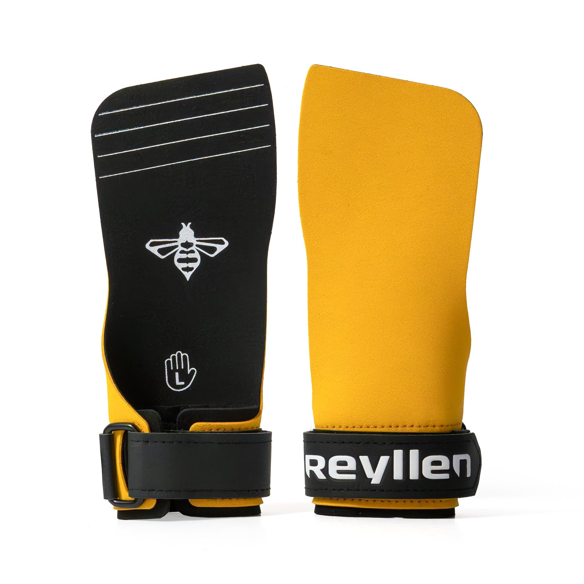 BumbleBee - Manopole da ginnastica per cross fit, fitness funzionale e allenamento in palestra, senza dita, per uomini e donne, da utilizzare con gesso, con coppia di braccialetti e borsa per