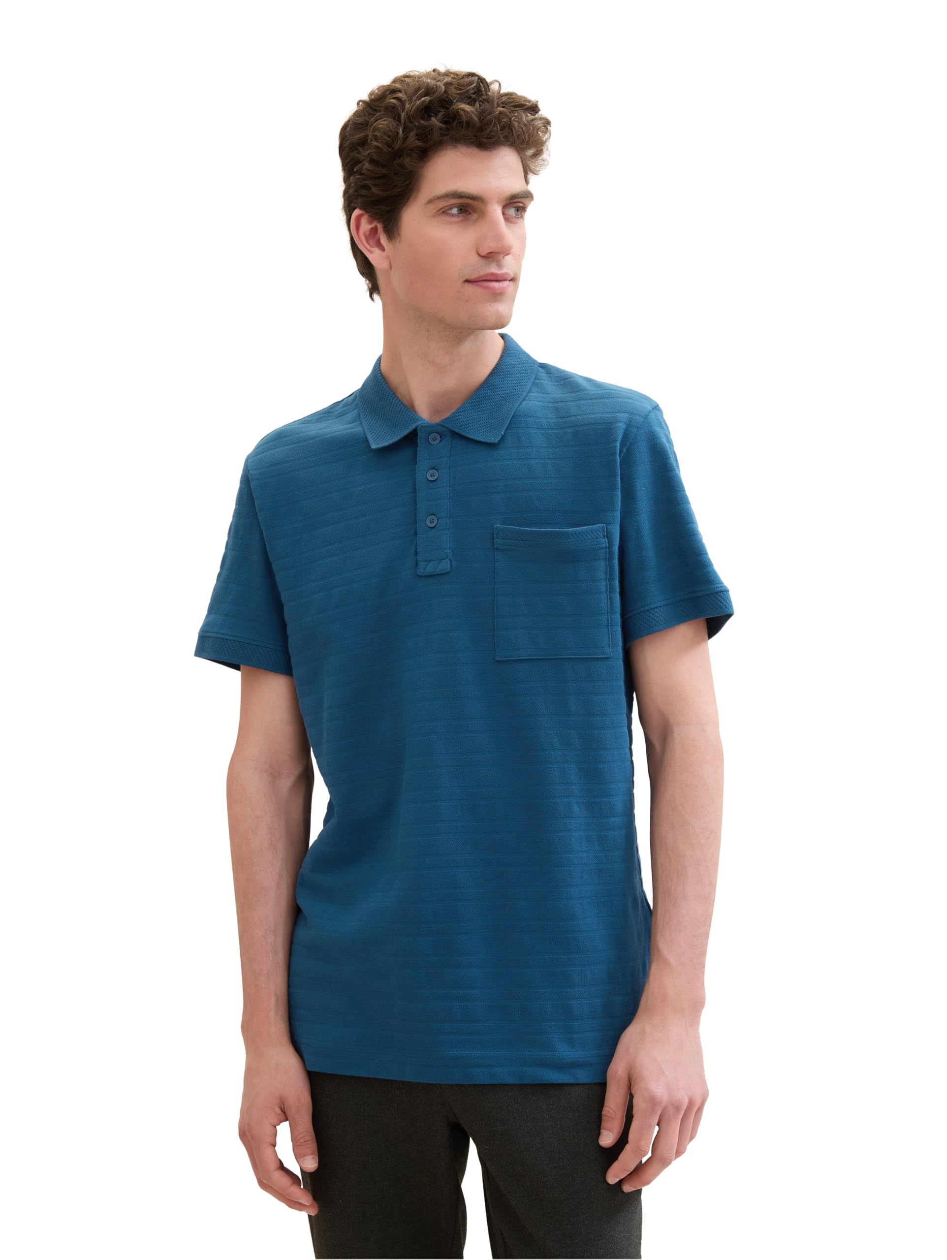 TOM TAILOR Men's Basic Polo Shirt with Structure, 13353 - Moes Blue, XL