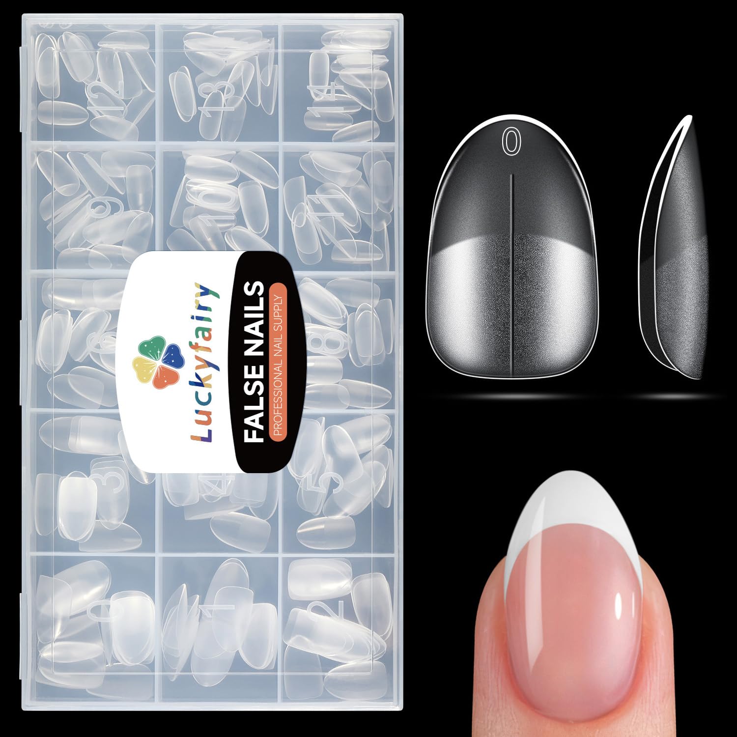 Oval Round Nail Tips Short Full Matte Almond 240pcs Easiest Acrylic Nail Tips for DIY Nail Art Salon, Luckyfairty Short Oval Nails, 15 Sizes