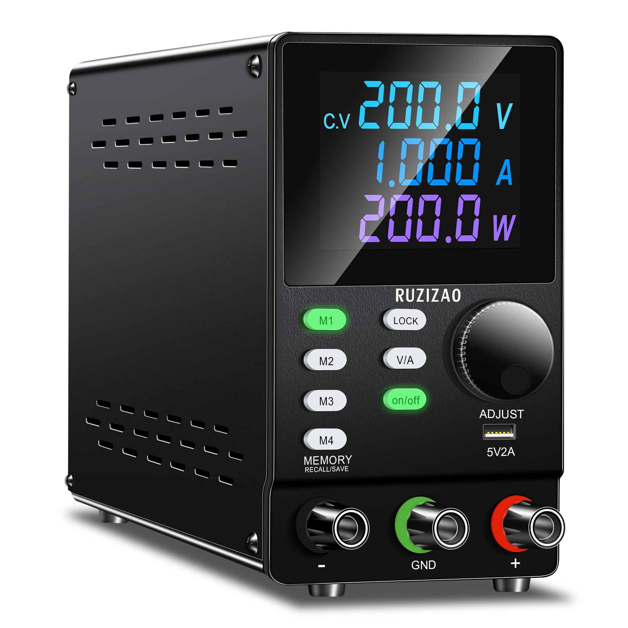 Alimentation Laboratoire 200V 1A Alimentation de Laboratoire Programmable et Régulée à Haute Tension avec Logiciel PC, Bouton Encodeur, Mémoire, Interrupteur de Sortie, Bouton de Verrouillage
