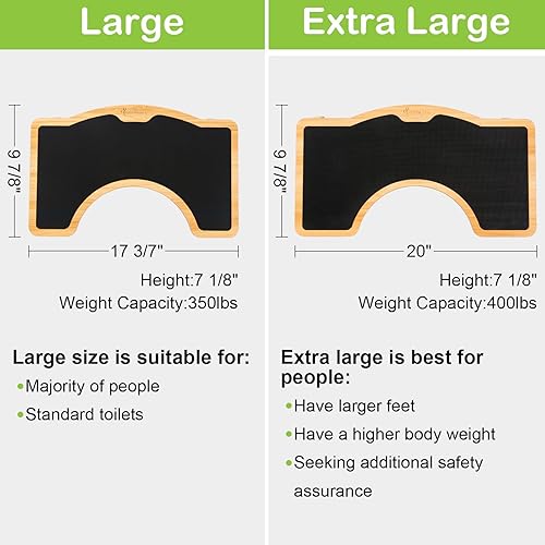 Miniatura 2 de StrongTek Taburete de inodoro mejorado en cuclillas, taburete de madera para baño, madera extra gruesa, capacidad resistente de 350 libras, cómodo