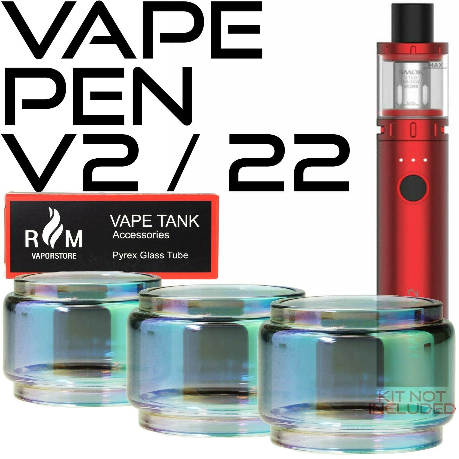 elf bar vape uk Replacement Pyrex Fat Bubble Glass Tube Tank For vape pen 22 v2 main image 1