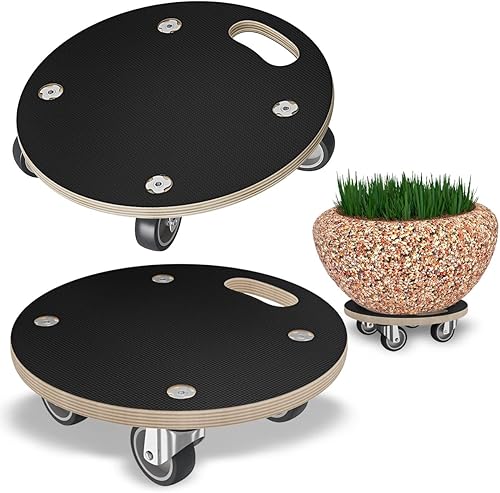 Miniatura 8 de Carrito móvil para muebles de 15 pulgadas, rodillos móviles de madera dura, capacidad de 550 libras, carrito de muebles plano con 4 ruedas (2