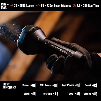 Ledlenser, P18R Work Rechargeable Flashlight, 4500 Lumens