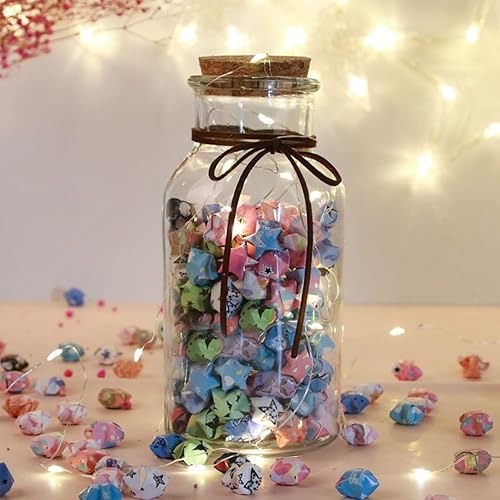 Miniatura 5 de 560 hojas de tiras de papel de estrella de origami con 8 diseños diferentes de lindos dibujos animados de origami para manualidades, papel de