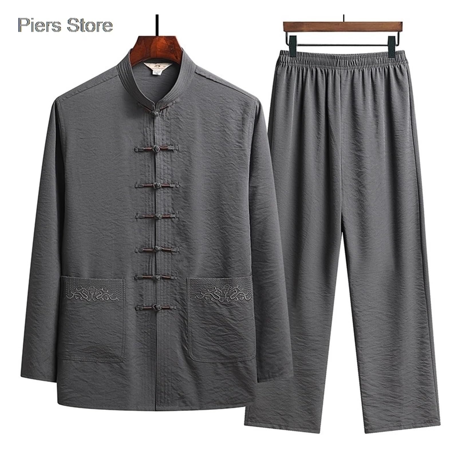 Tai Chi Uni Uniforme Abbigliamento Largo Tradizionale Tang Suit Kung Fu Vestiti Retro Unisex Tai Chi Elastico in Vita Viscosa Loungewear 4XL per Arti Marziali(Color 04,L (57.5-70kg))