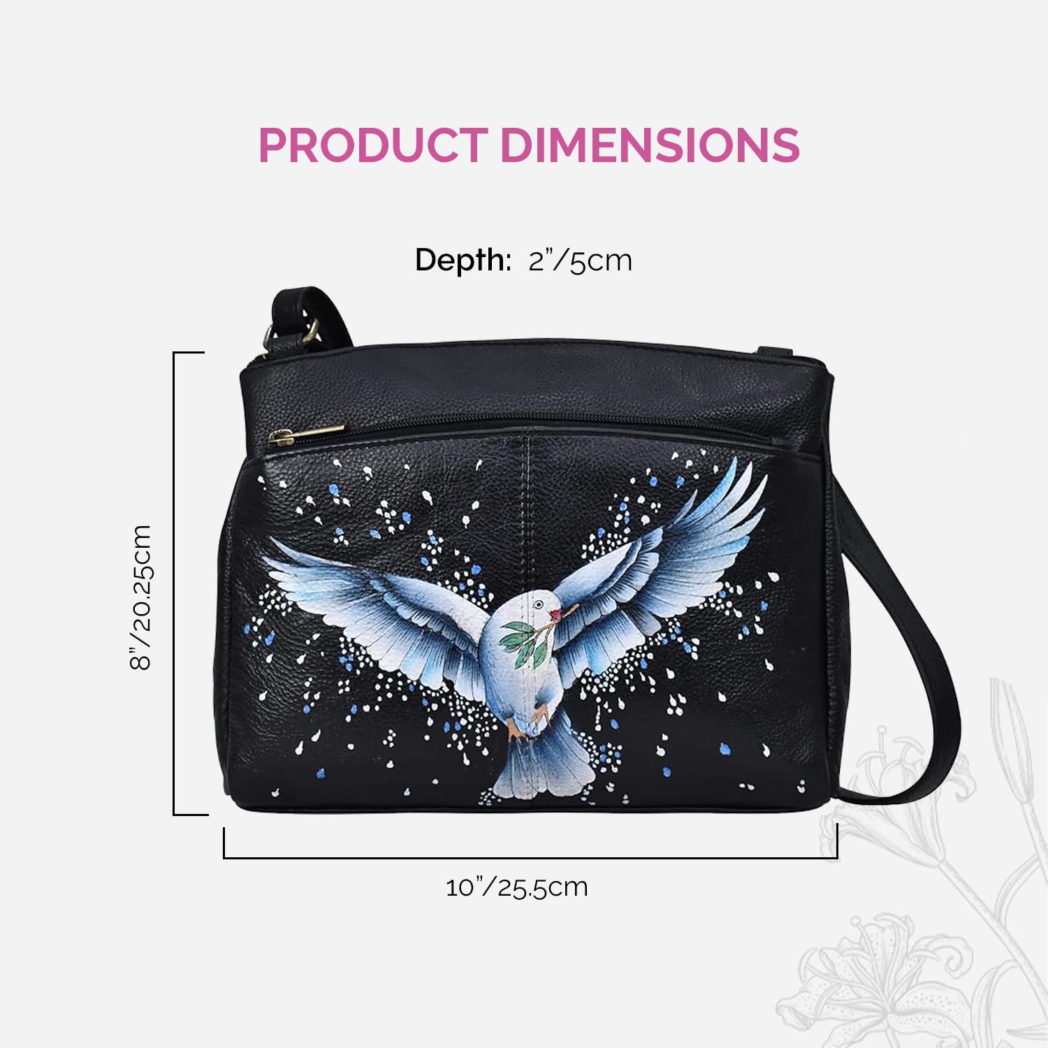 Anna by Anuschka Handbemalter Damen-crossbody-organizer aus Echtem Leder Damen Original Echtleder handbemalt Crossbody Organizer - Leder Handtasche für Frauen