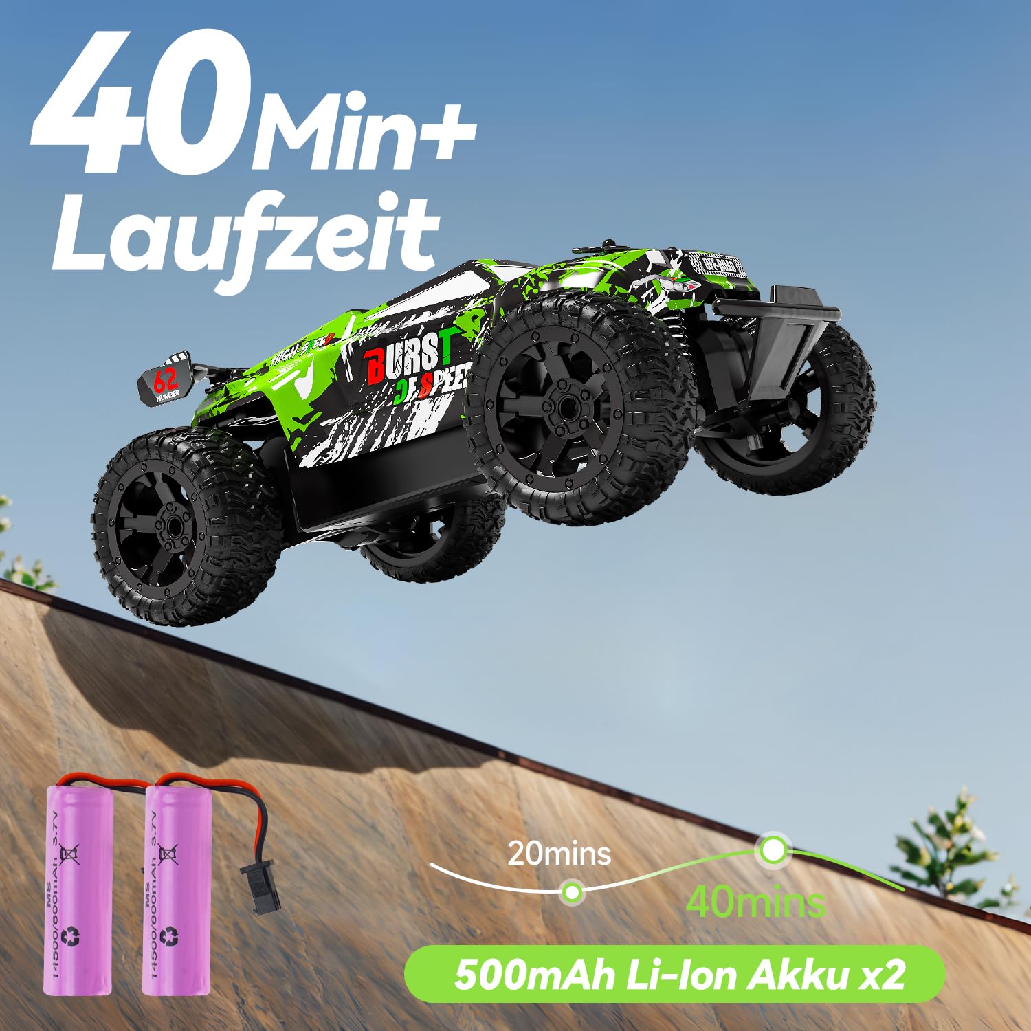 Monstertruck zdalnie sterowany, 1:18, samochód od 3 lat, 25 km/h, zdalnie sterowany monster truck ze światłem karoserii/dwie obudowy, 2,4 GHz Monster Truck zdalnie sterowany od 4, 6, 8 lat, dla dzieci
