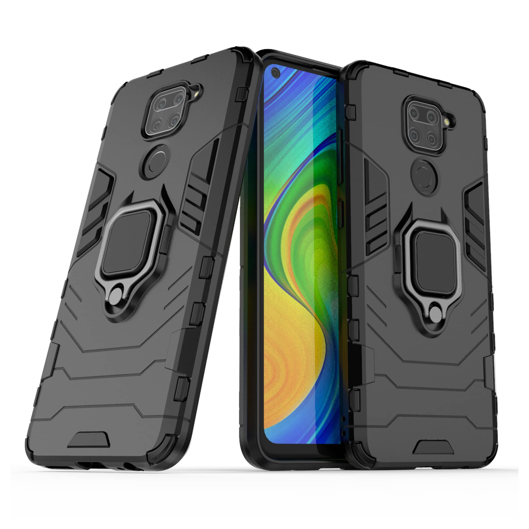 CEDO Rugged Redmi Note 9 (4G) Defender Case | Rotating Ring Holder & Kickstand in-Built | Military Grade Armor | Bumper Back Cover (Black) (B08GFN91T9) Amazon Price History, Amazon Price Tracker