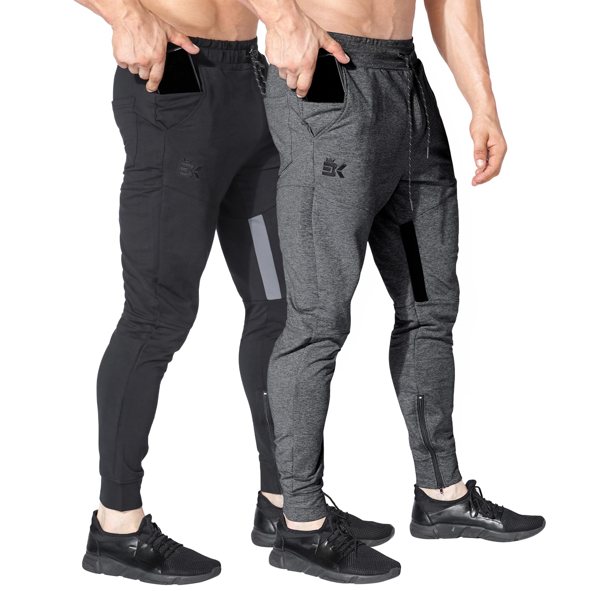 ZENWILL Kieszenie na zamek błyskawiczny spodnie mesh dres męskie długie spodnie bawełniane siłownia męskie sportowe joggery
