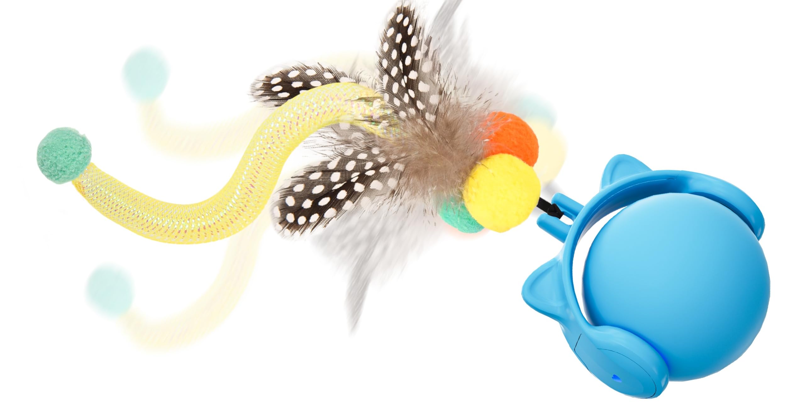 GoldenSun Cat Toys,Interactive Cat Toys for Indoor Cats Adult,Cat Ball Toy for Indoor Cats Kitten,Automatic Cat Toy With Tail,4 Mode Multiple Activation Ways and Chirps Stimulate,Blue