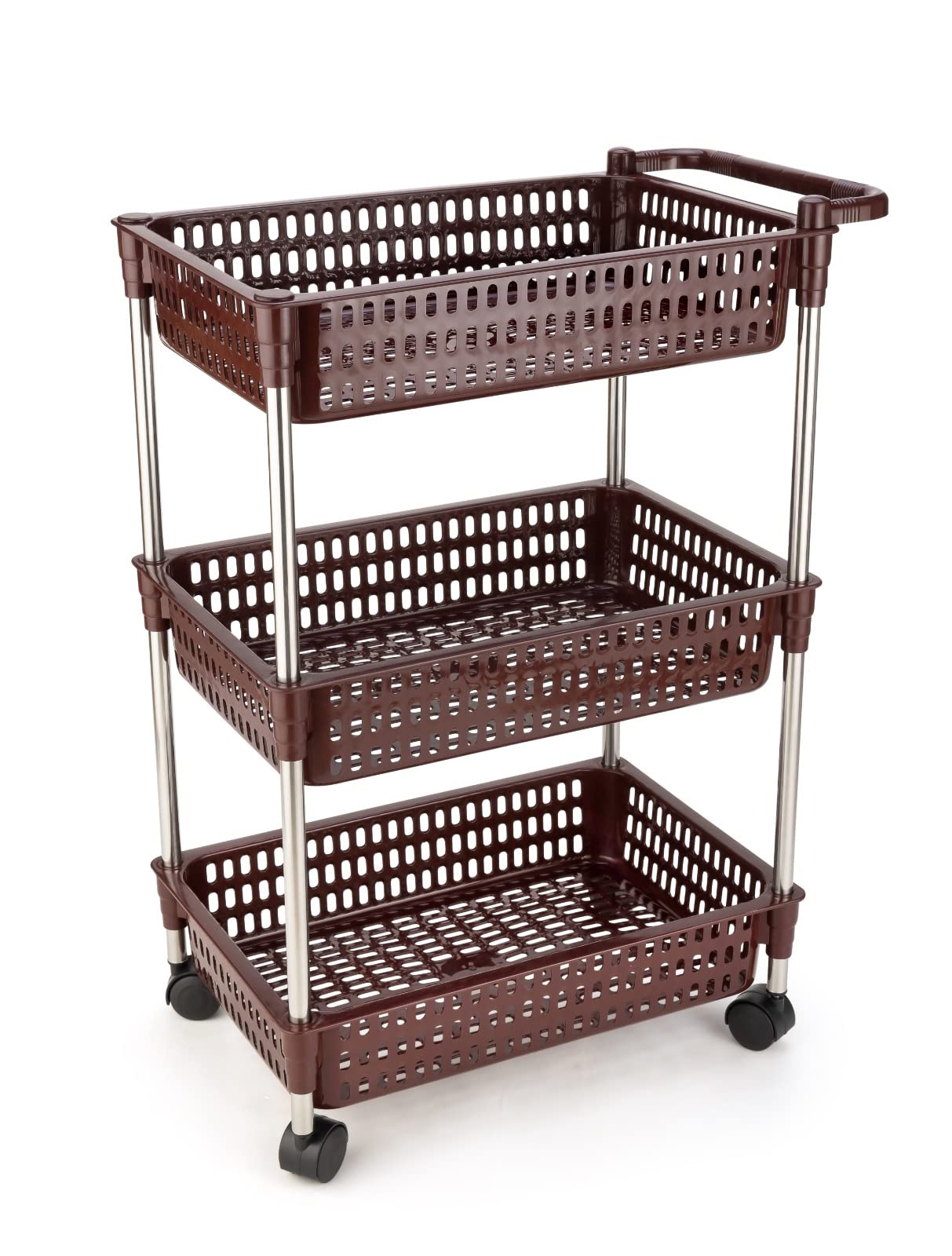 Privesh Plastic-Stainless Steel Fruit & Vegetable 3 Stand Kitchen Trolley | Fruit Basket | Vegetable Basket | Onion Potato Rack for Kitchen | Vegetable Stand for Kitchen (3 Layer) (B0C5SY9RKG) Amazon Price History, Amazon Price Tracker