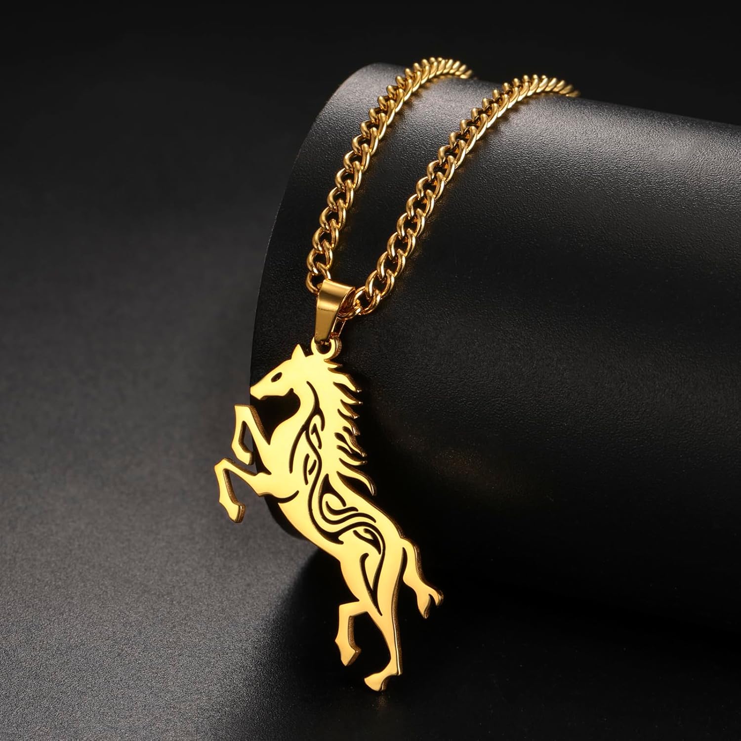 VASSAGO Horse Necklace for Women Men Stainless Steel Horse Pendant Necklace Animal Jewelry Horse Lover Gifts - Image 3