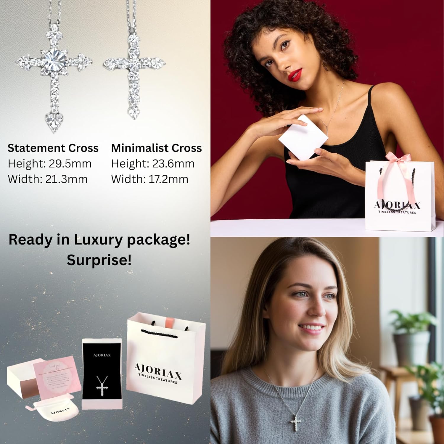 Moissanite Cross Pendant Necklace for Women, 925 Sterling Silver, Dainty Diamond Cross Jewelry Ideal Gifts ready in luxury package - Image 6