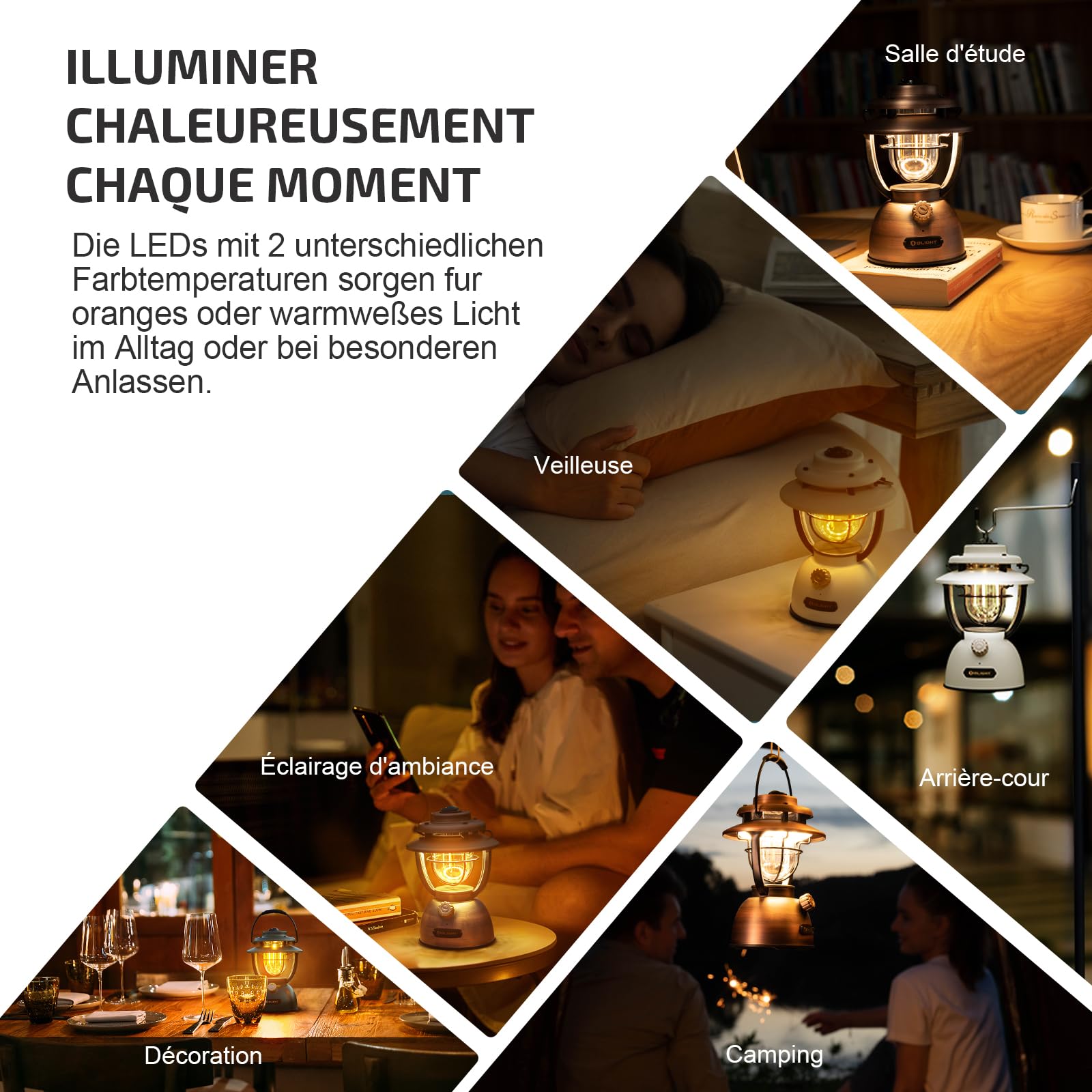 OLIGHT Olantern Classic 2 Pro Lanterne Camping LED Rechargeable, 300LM 4 Modes Rétro Vintage Lanterne Lampe comme Powerbank, Lumières Orange et Blanche Chaude Camping Portable Lampe(Bronze Antique)