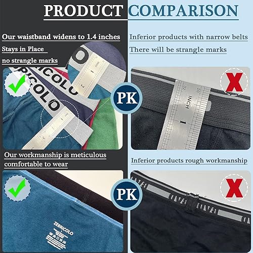Miniatura 2 de men's boxer briefs, widen waistband, boxers for men, 100% Cotton, Mens Boxer Briefs, Moisture-Wicking,6-pack