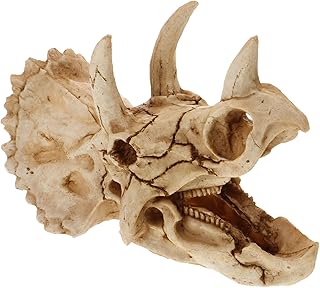 POPETPOP Turtle Tank Accessories Aquarium Decorations Triceratops Skull DÃ©cor Triceratops Head Statue Resin Skull Model for Reptiles Hideout Fish Aquarium Accessories Outdoor Decor