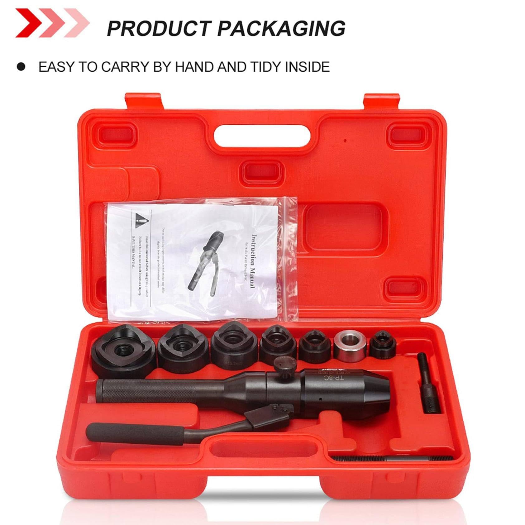 Punzonatrice Idraulica Manuale, Kit Di Strumenti Di Punzonatura Idraulica 66Kn, 6 Set Di Strumenti Di Punzonatura Idraulica, Per La Punzonatura Di Lamiera, Metallo Acciaio Alluminio Plastica,Black