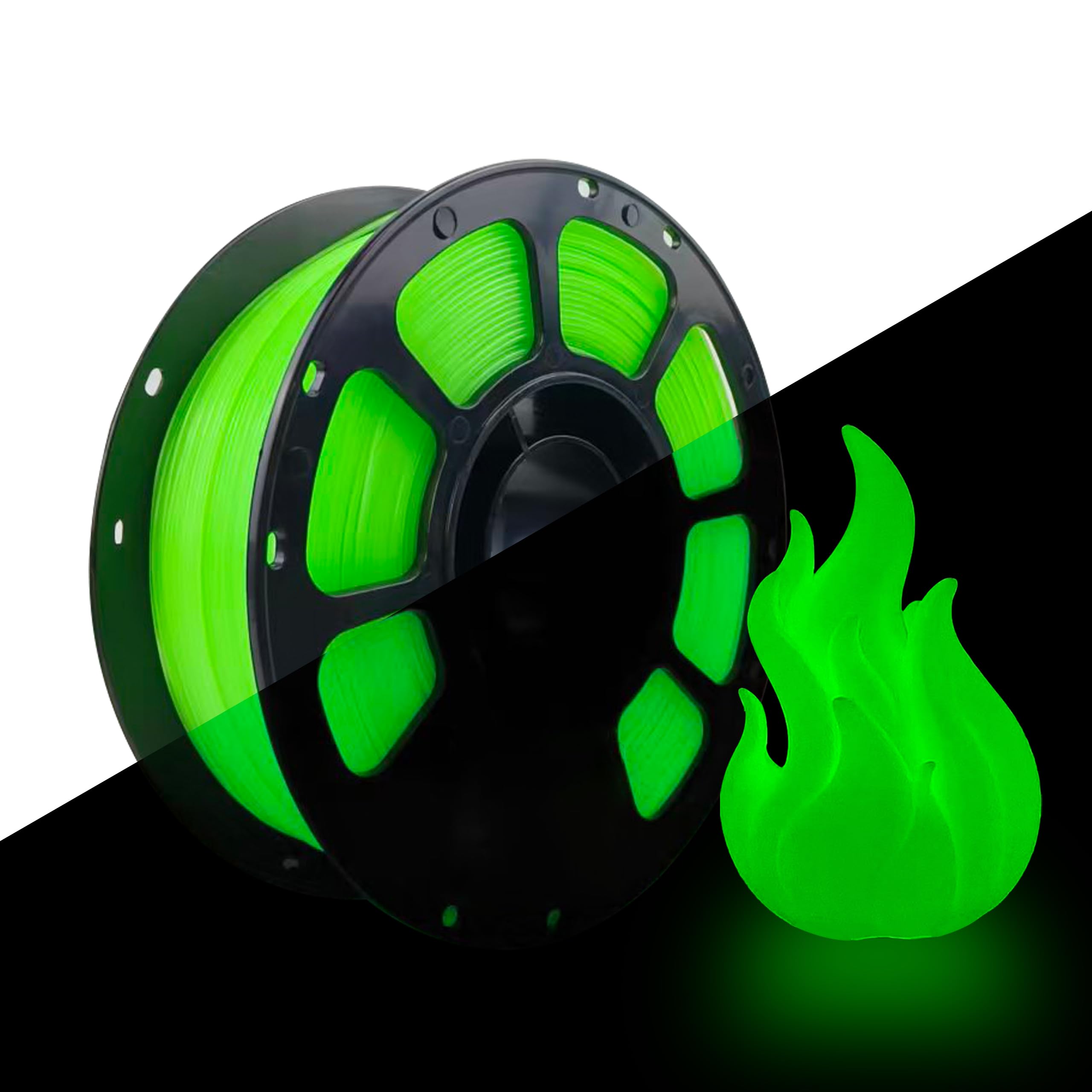 iBOSS 3D PLA Plus Printer Filament, 1.75mm Glow in The Dark Green PLA+ Filament for 3D Printing, 1kg Spool (2.2lbs), Dimensional Accuracy +/- 0.02 mm, Fit Most FDM 3D Printers, Glow Green