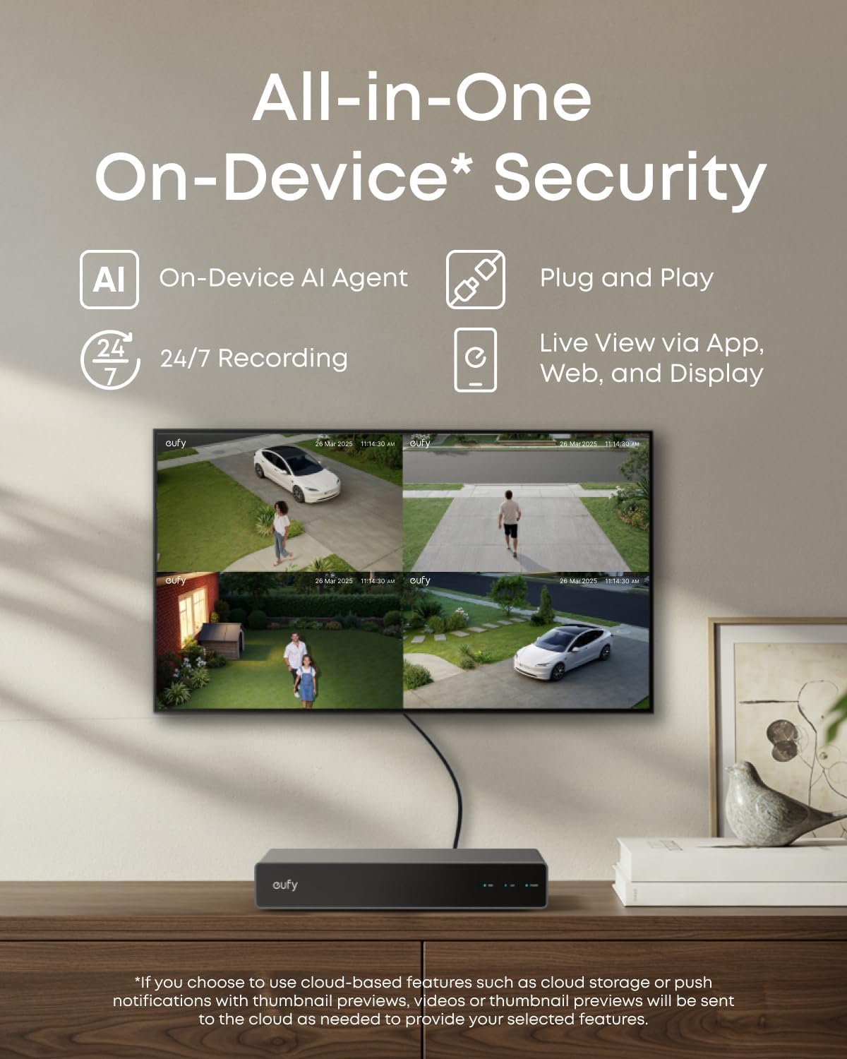 نظام كاميرات مراقبة PoE NVR طراز S4 ماكس كاميرا ثلاثية العدسات 16MP مع دوران وتدوير كامل وقرص صلب 2TB بدوران 360° والبحث الذكي والتتبع وإضاءة أحمر وأزرق ومقاومة للماء بمعيار IP65 من يوفي سيكيوريتي - الصورة 10