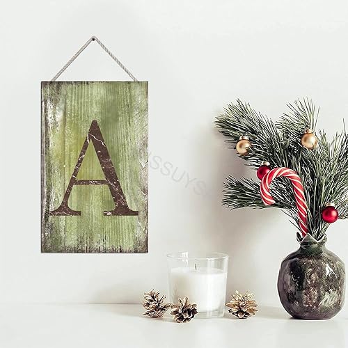 Vista 56 de Letrero colgante de madera con letra J, letrero de madera para decoración del hogar, 26 letras del alfabeto de metal, placa de madera, decoración