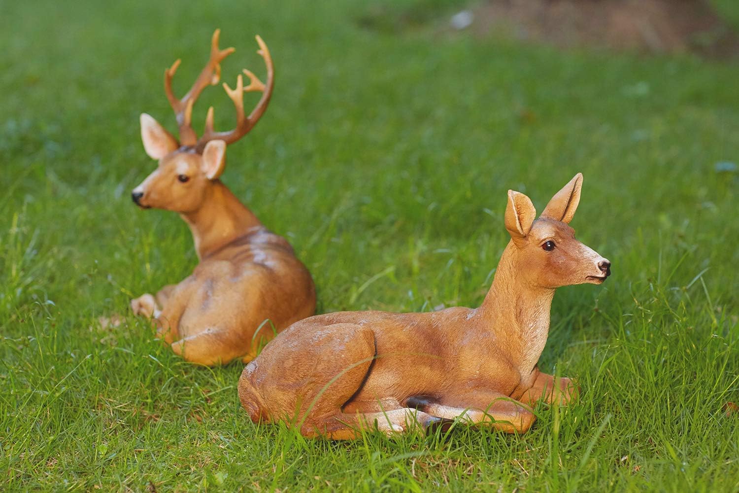 JHVYF 8.8" H Doe & 13" H Resin Buck Statue Deer Garden Decor Animal Decoration Art Décor for Indoor Outdoor Home Ornaments Office